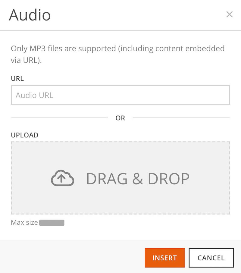 Audio upload window