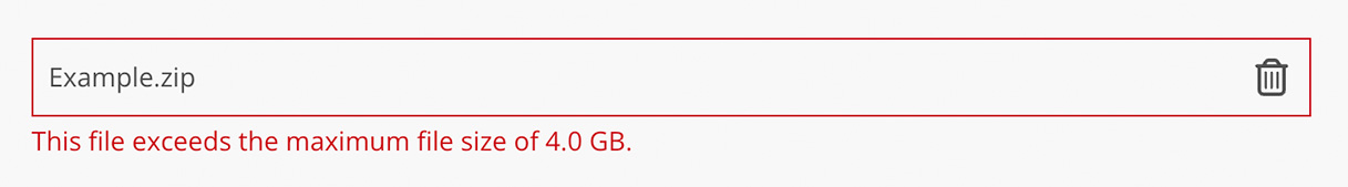 Image of file size error message