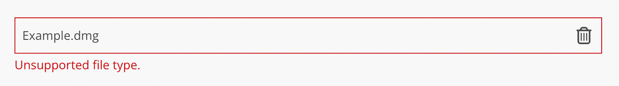 Image of the file type error message